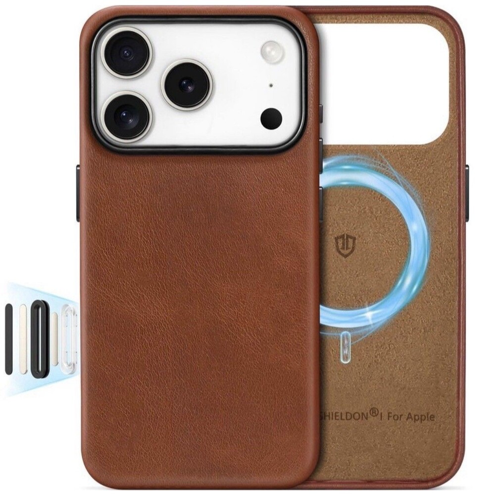 SHIELDON Genuine Leather Case for iPhone 17 Pro 6.3" 2025 17 Pro, Retro Brown